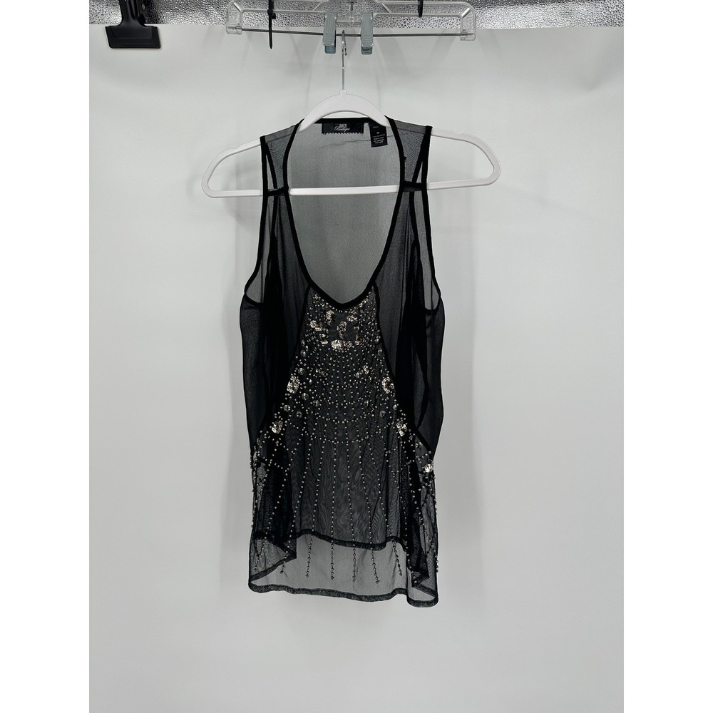Womens‎ Art Deco Flapper Top Size M Glam Dark Romance Sheer Beaded Festival